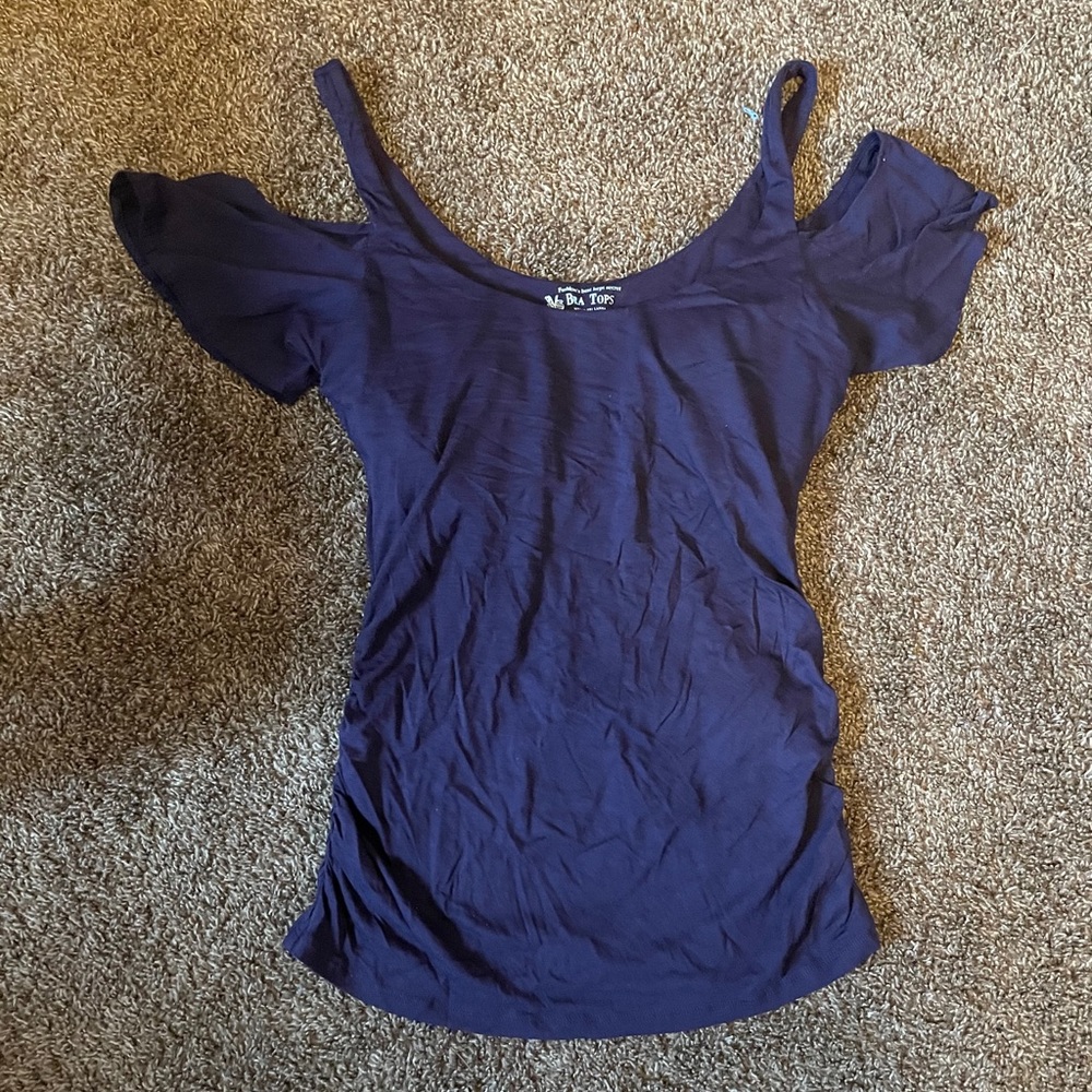 Women's Navy Blue Cold Shoulder Top